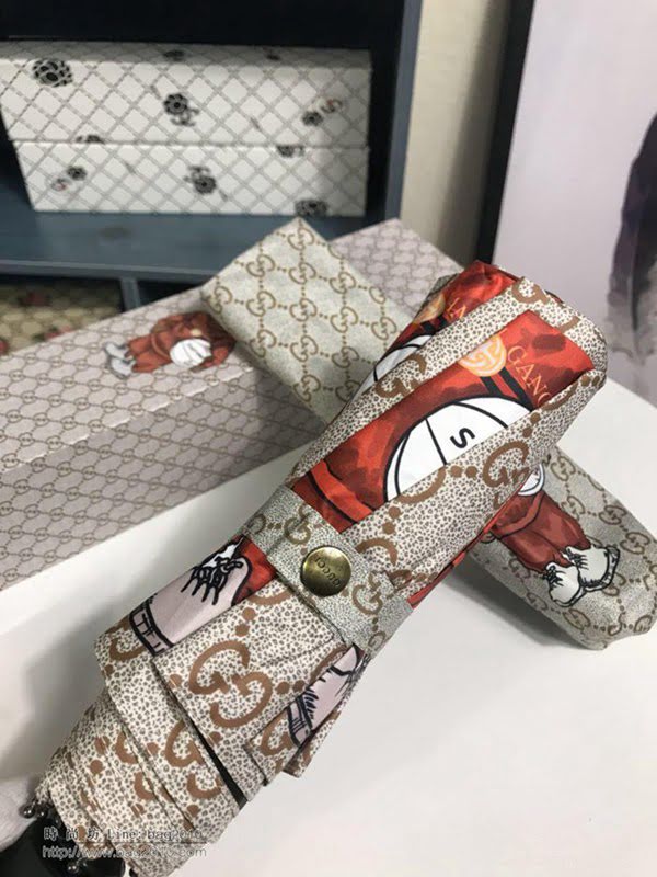 GUCCI古馳傘 小熊極品G家自動傘 古奇小熊圖案 防紫外線 防曬晴雨傘  zm1092